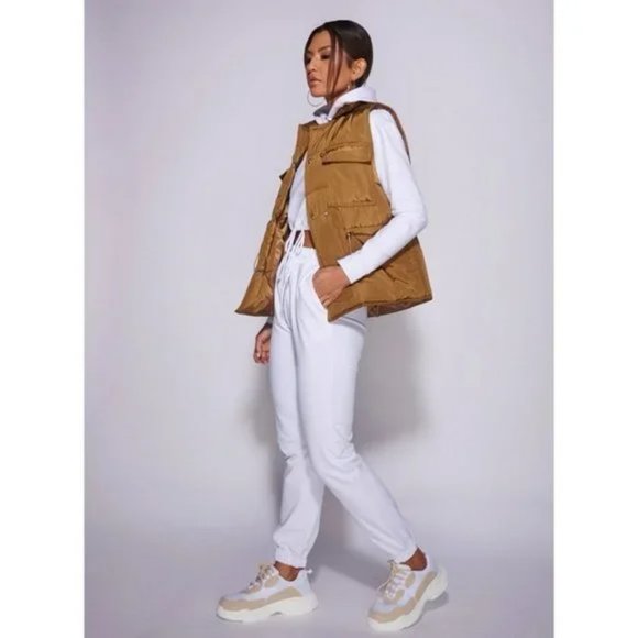 Sleeveless Collared Double Breasted Padded Puffer Vest Jacket Gilet - Picture 6 of 14